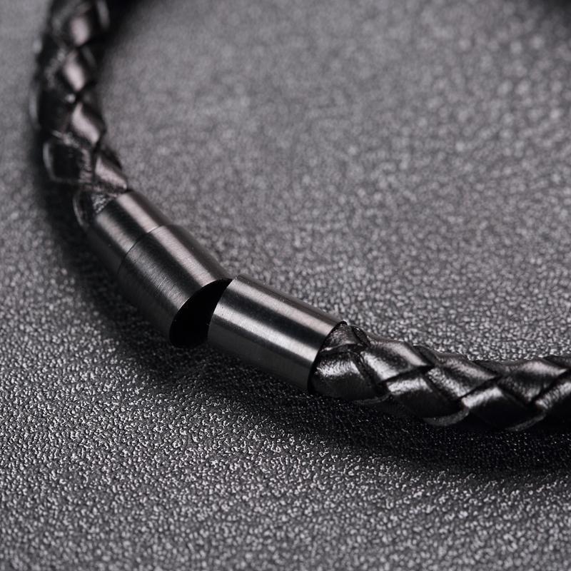 Black Leather Skull Bracelet - Image 3