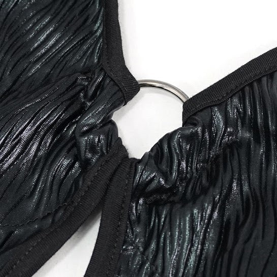 Black Liquid Patent Swimsuit - Image 10