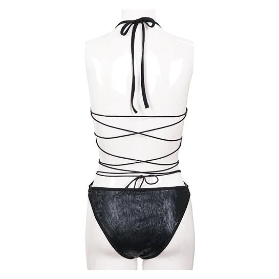 Black Liquid Patent Swimsuit - Image 8