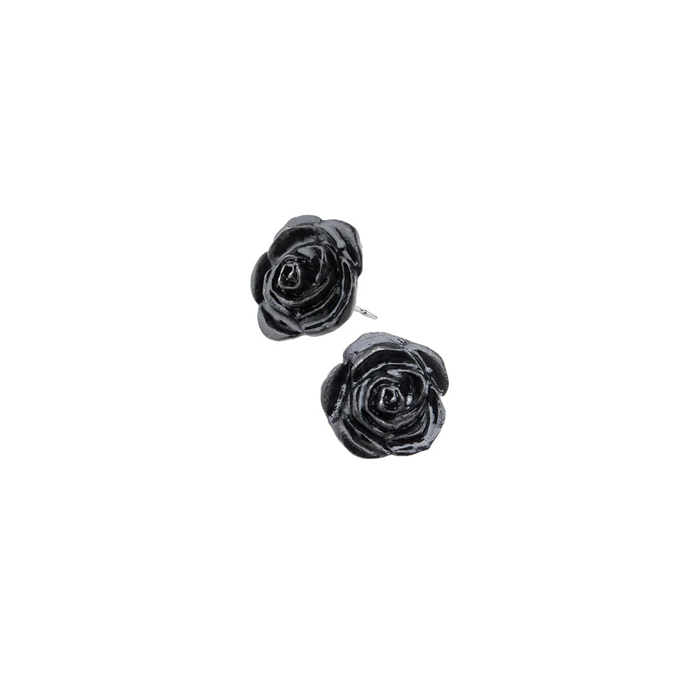 Black Rose Stud Earrings - Image 3