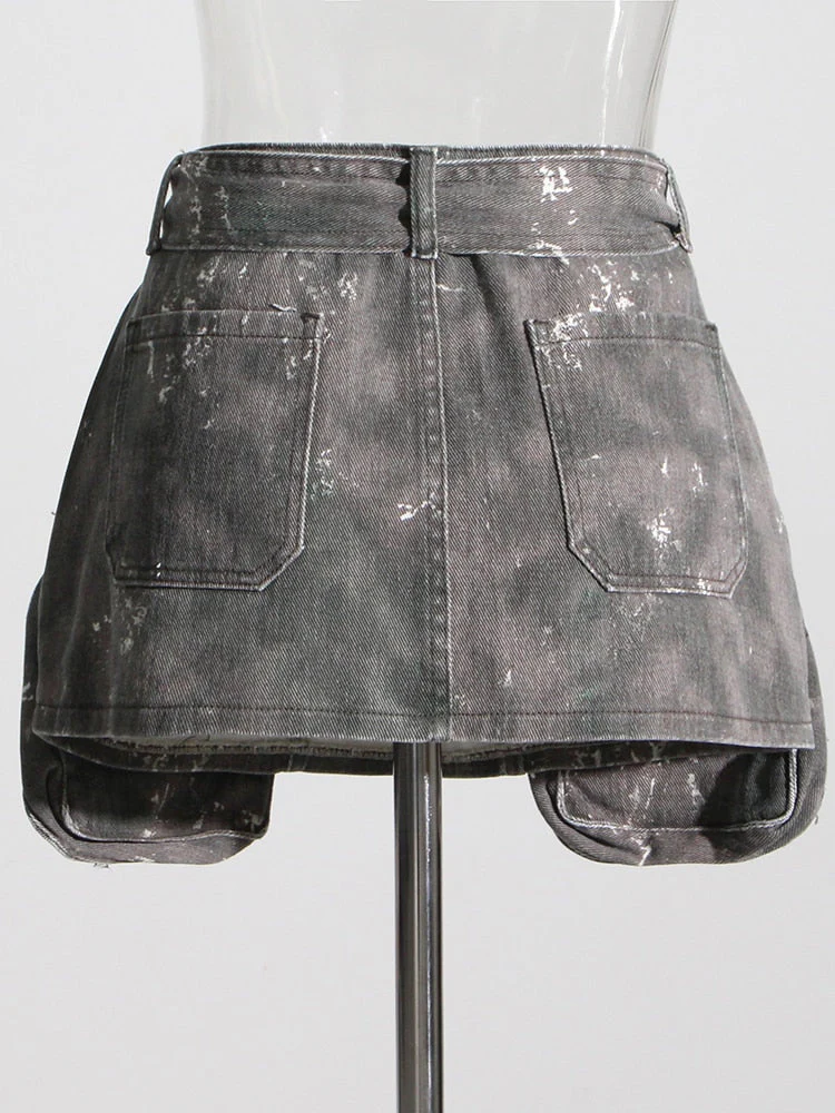Denim Camouflage Skirt - Image 2