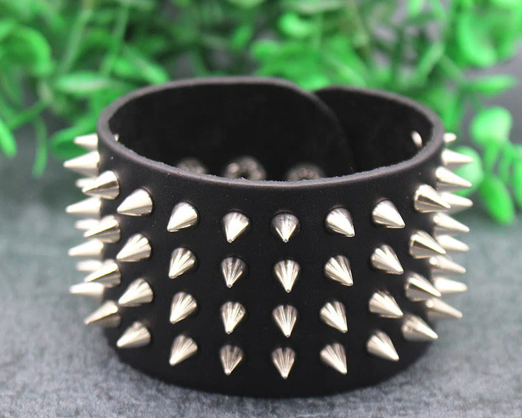 Four Row Spiked Metal Cuff - Image 10