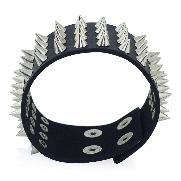Four Row Spiked Metal Cuff - Image 4