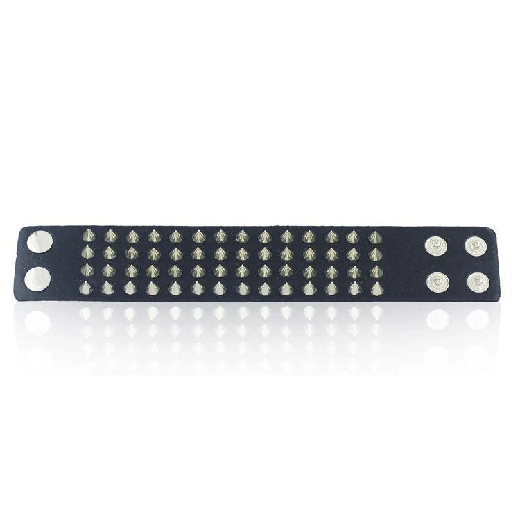 Four Row Spiked Metal Cuff - Image 6