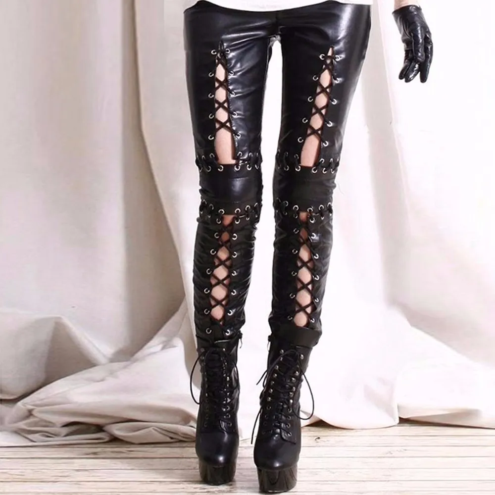 Gothic Hollow Out Leggings - Image 3