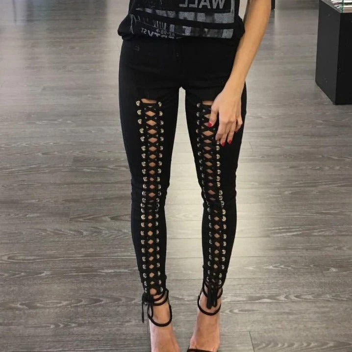 Gothic Laced Corset Leggings - Image 9