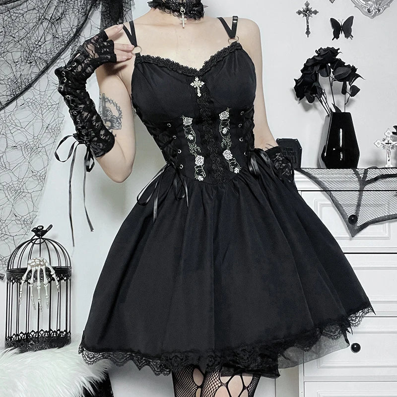 Gothic Night Rose Dress - Image 2