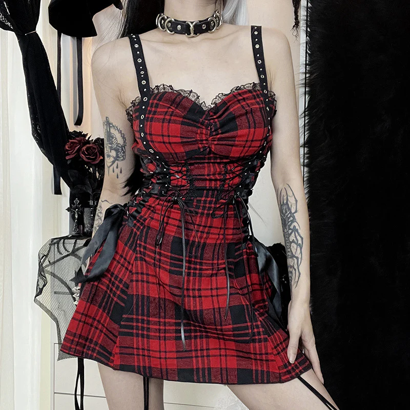 Gothic Plaid Dress - Image 2
