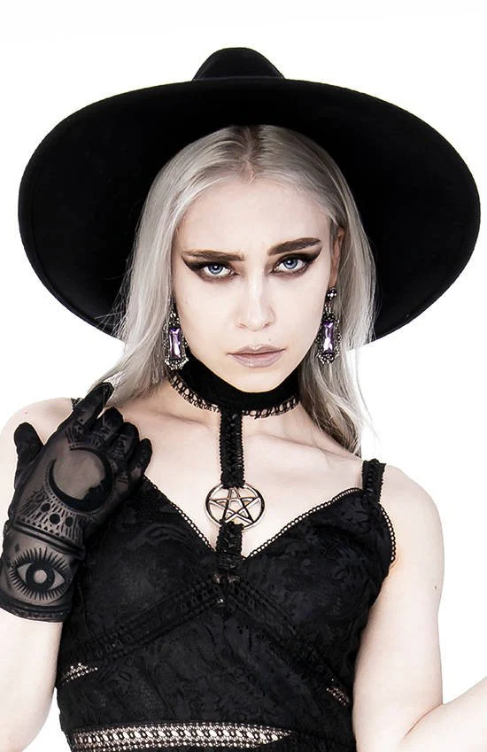 Gothic Wide Brim Witch Hat - Image 3