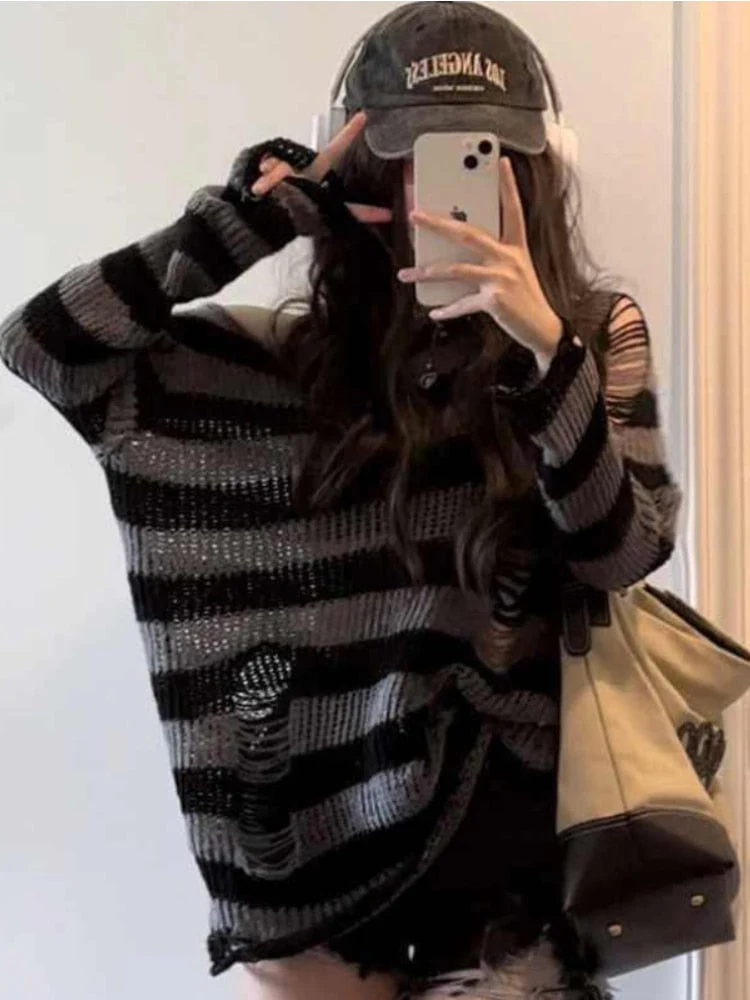 Knitted Hollow Out Sweater - Image 2