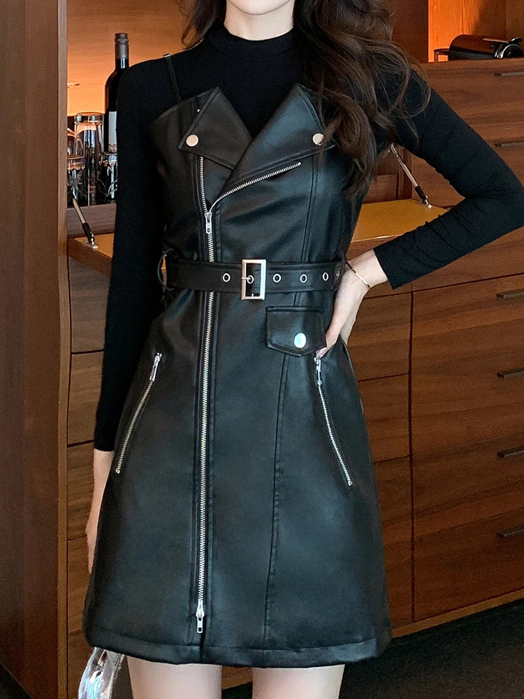 Leather Mini Dress - Image 2