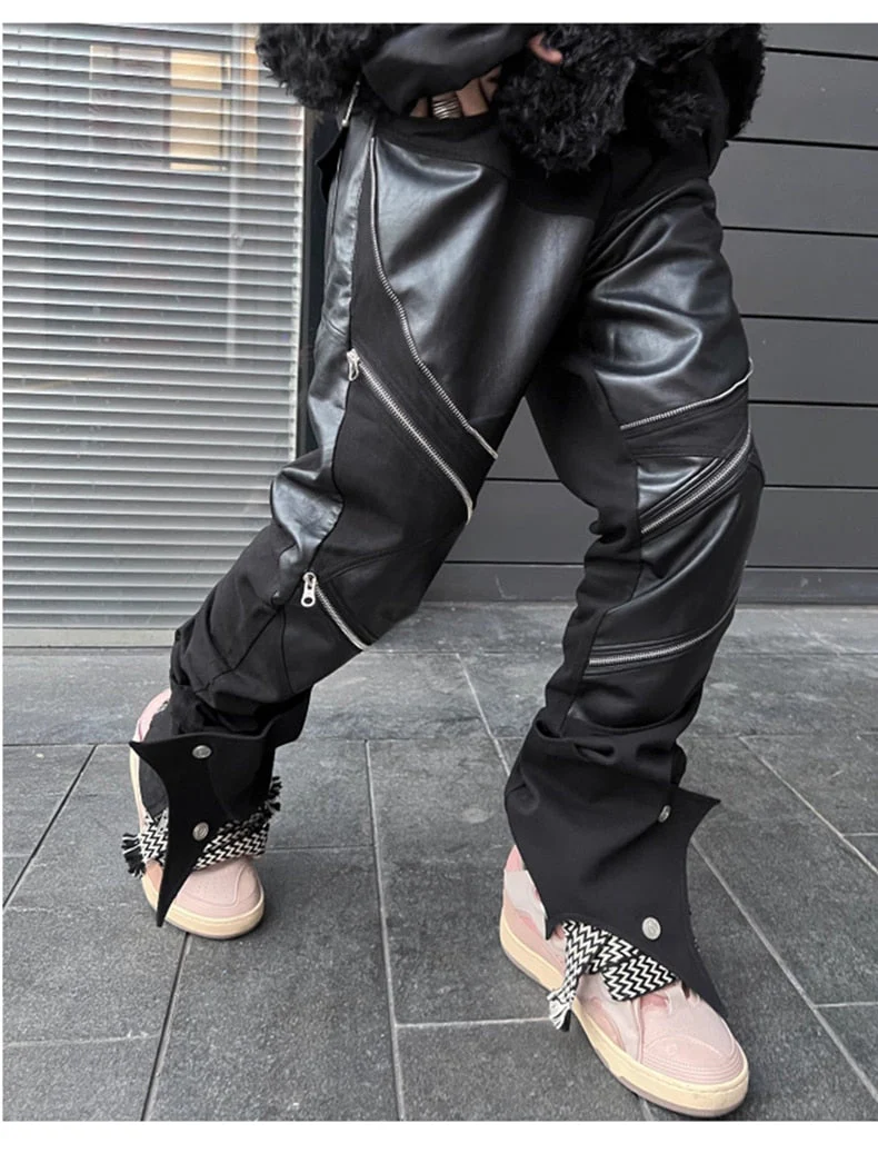 Leather Patchwork Pants - Image 2