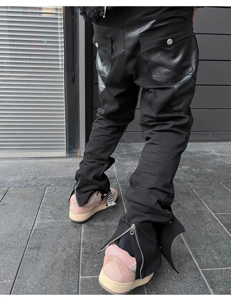 Leather Patchwork Pants - Image 4