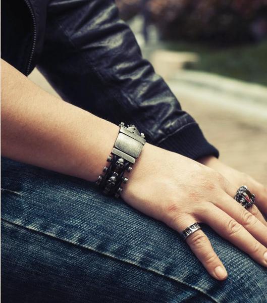 Stainless Steel Skull Bracelet - Image 3
