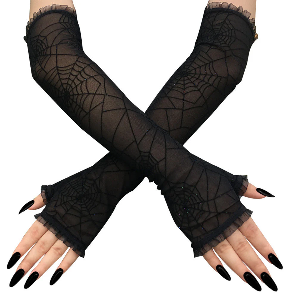 Long Spider Web Gloves - Image 2