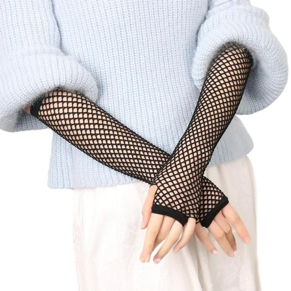Gothic Fishnet Gloves - Image 4