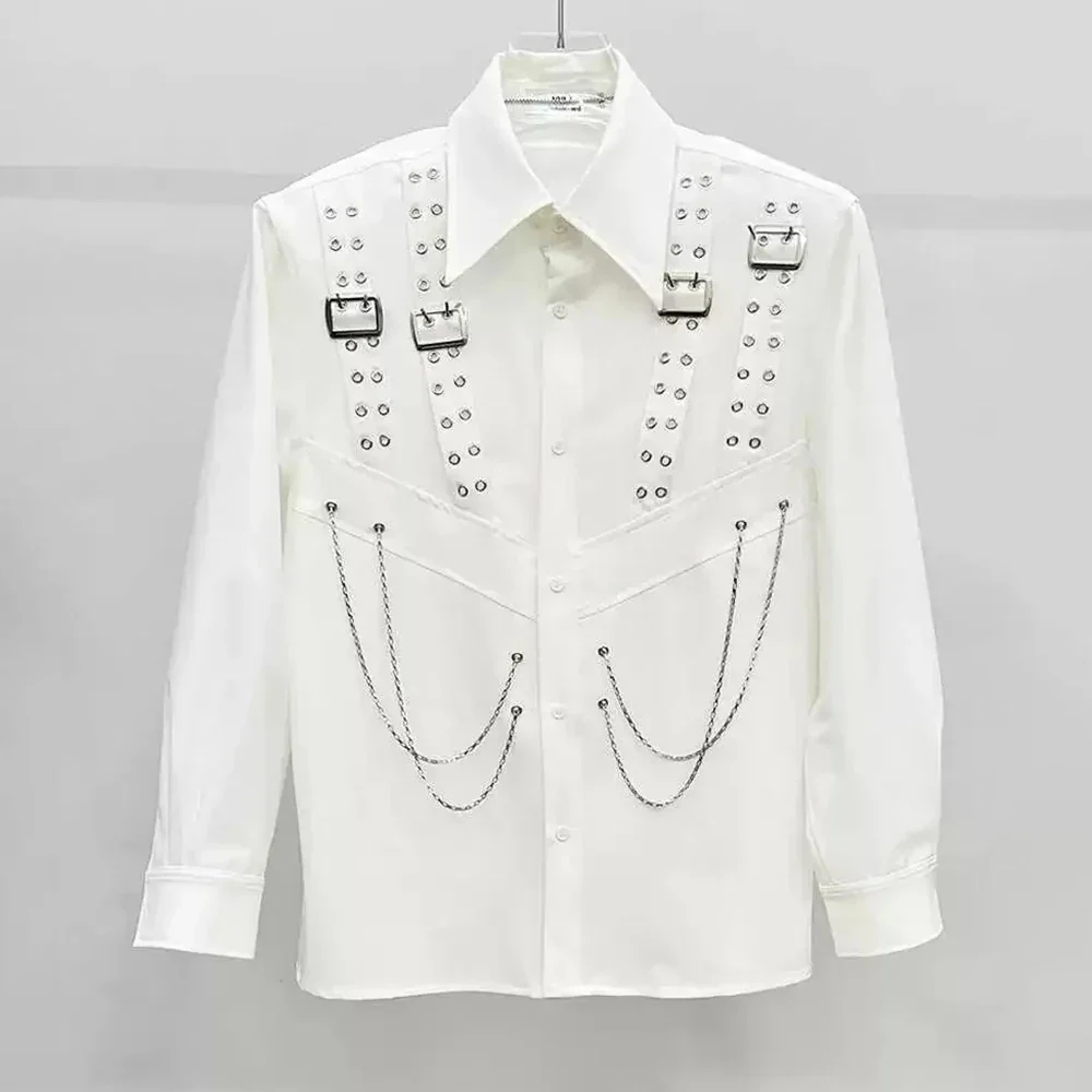 Men's Gothic Chain Shirt Black - Image 3