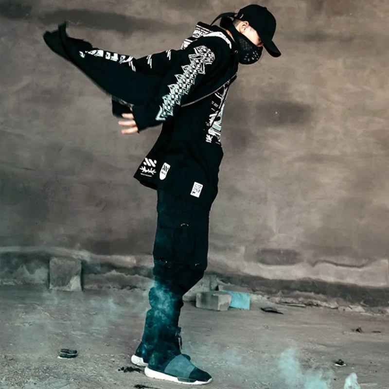 Men's Gothic Zipper Sweatshirt Black - Image 2
