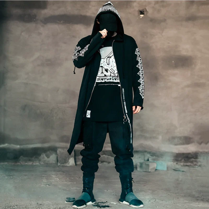 Men's Gothic Zipper Sweatshirt Black - Image 3