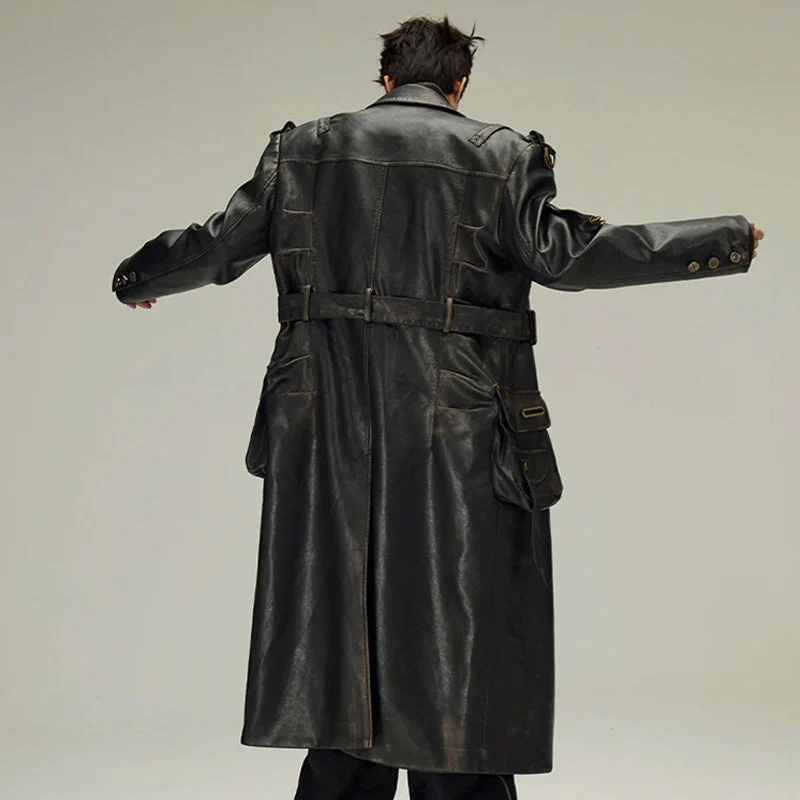 Men's Leather Trench Coat - Image 3
