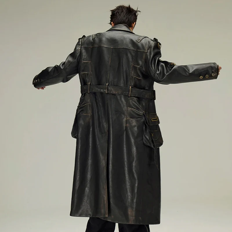 Men's Leather Trench Coat - Image 3