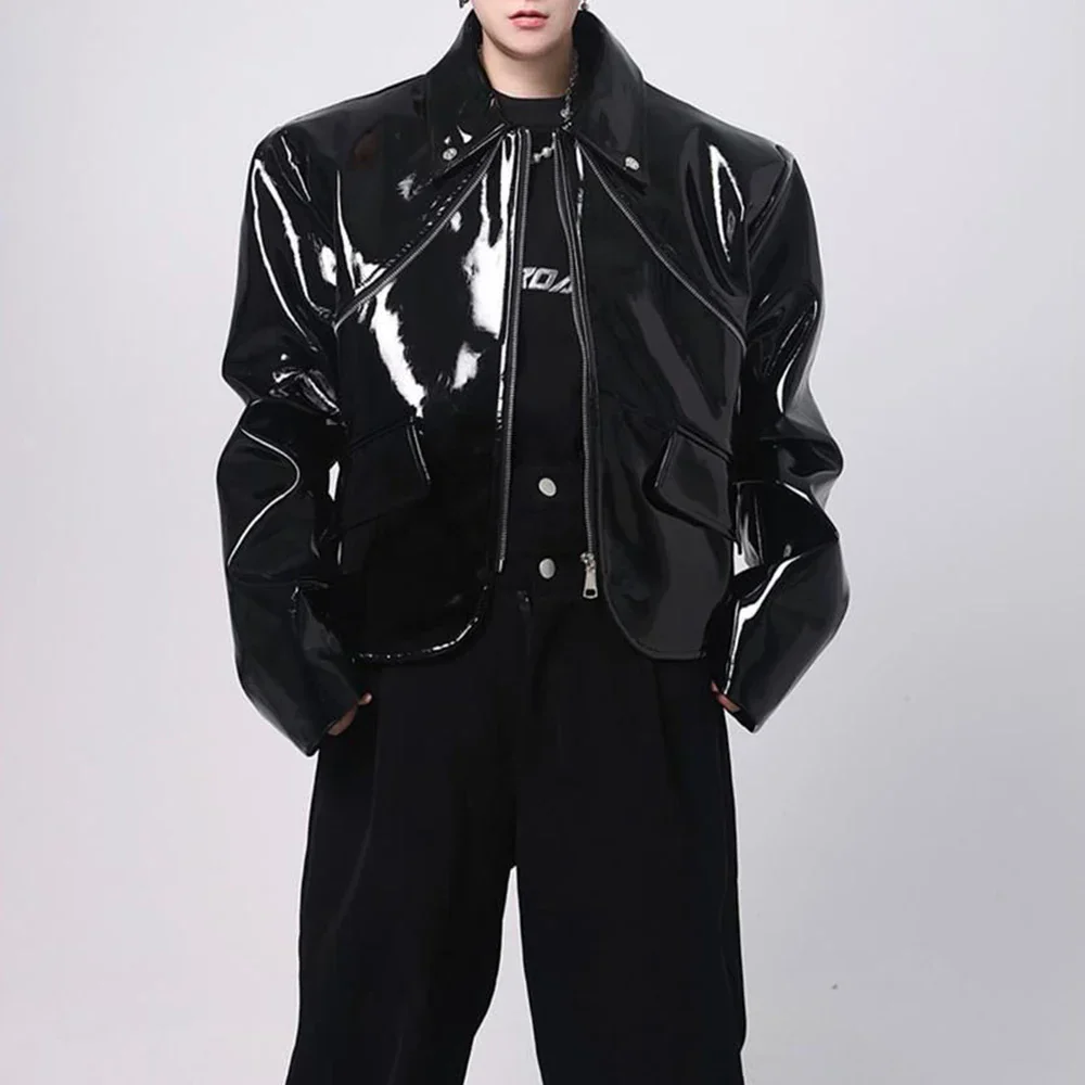 Men's Shiny Leather Jacket - Image 2