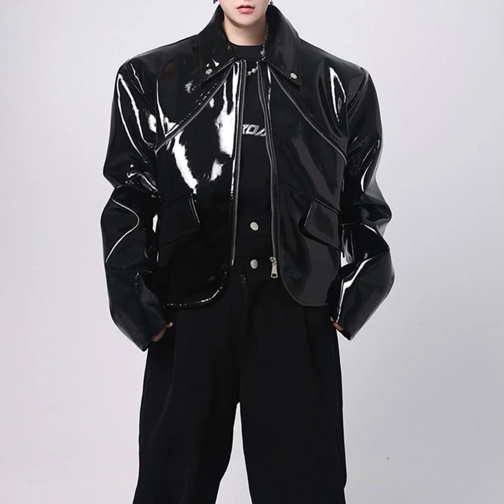 Men's Shiny Leather Jacket - Image 2
