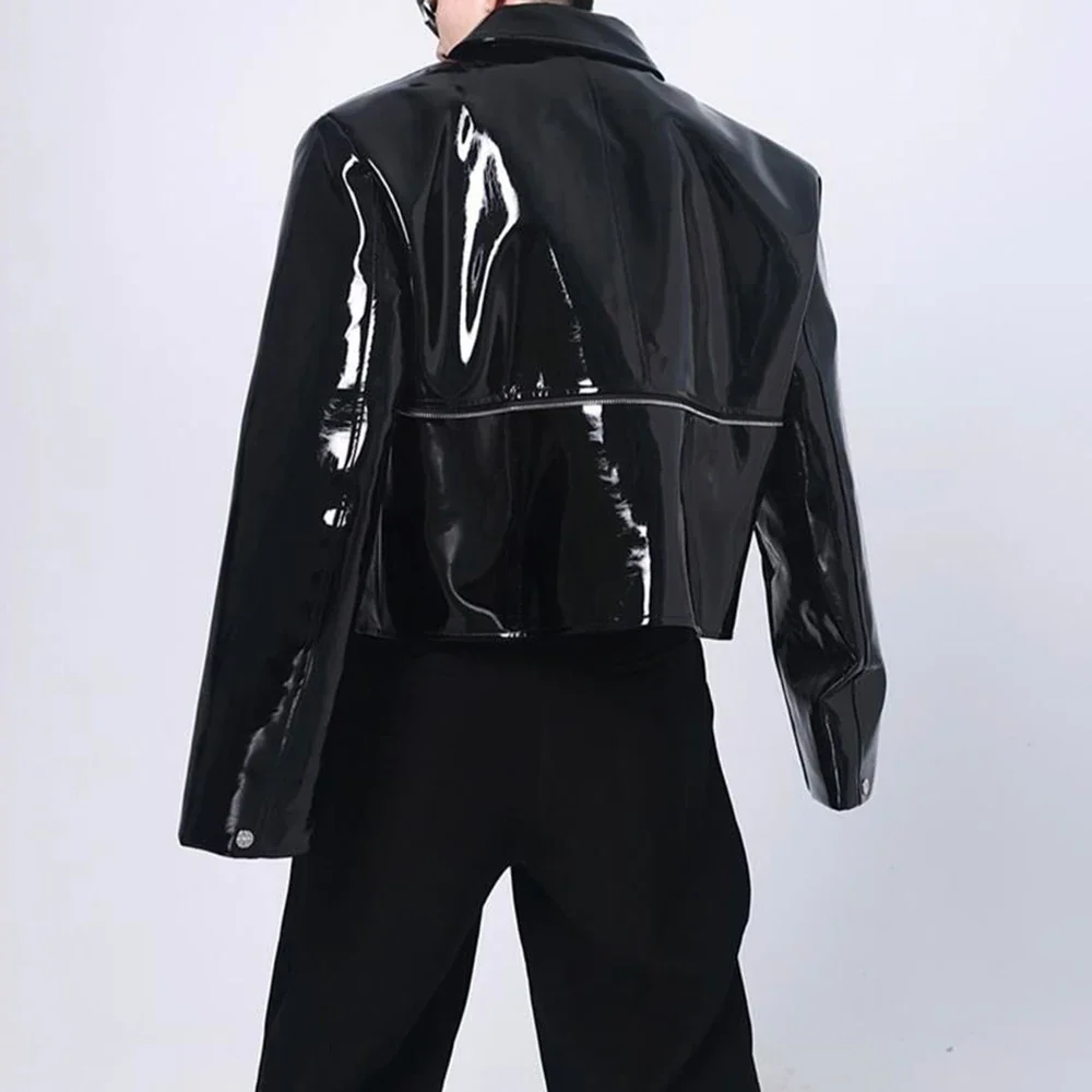 Men's Shiny Leather Jacket - Image 3