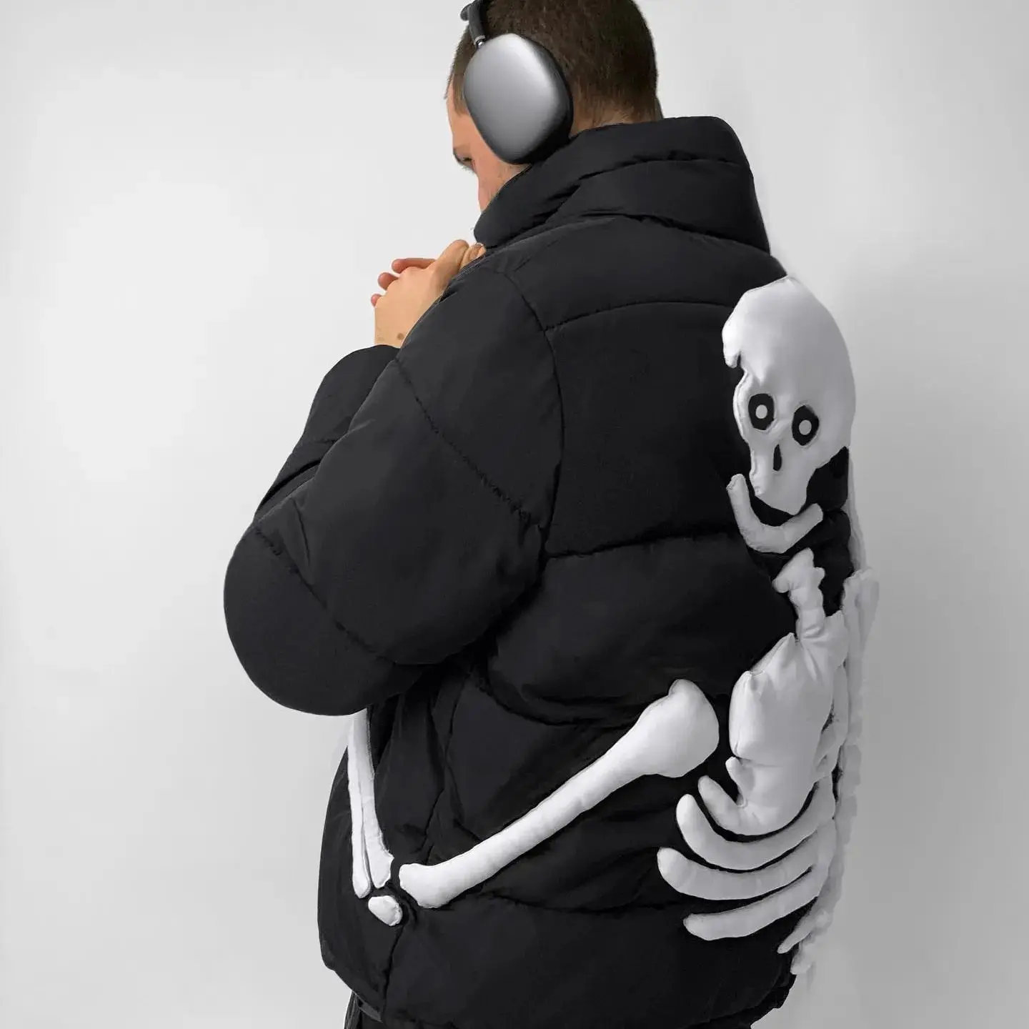 Men's Skeleton Puffer Jacket Black - Image 6