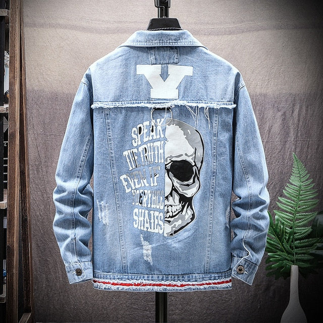 Men's Skull Denim Jacket - Image 3