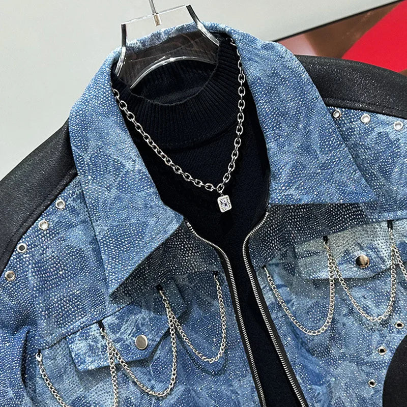 Men's Trendy Denim Jacket Blue - Image 2