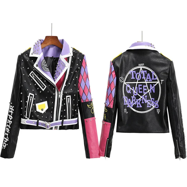 Nightmare Punk Rivet Leather Jacket - Image 3