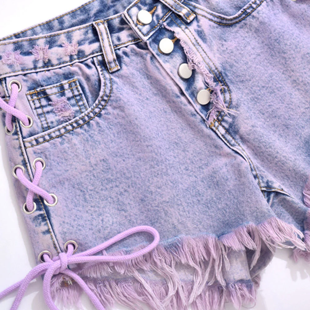Ripped Denim Shorts - Image 3