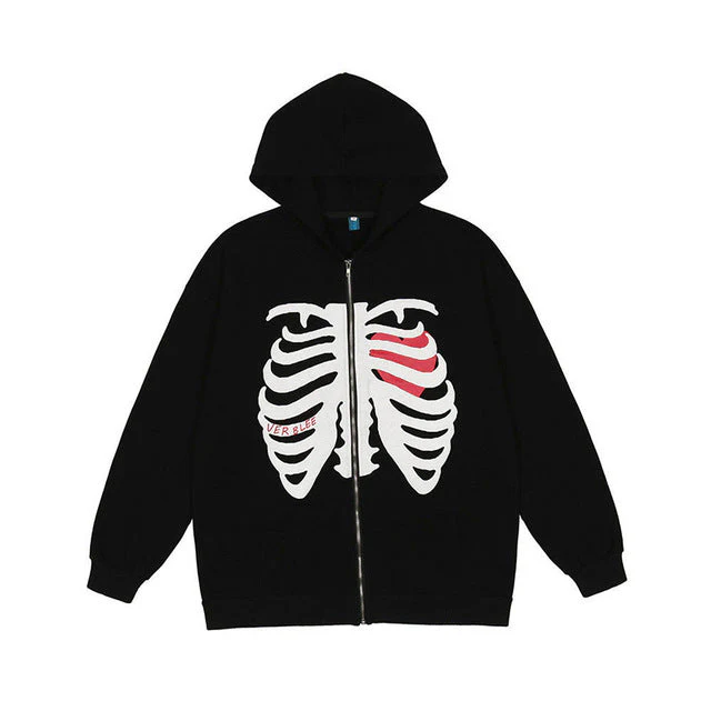 Skeleton Print Hoodie - Image 2