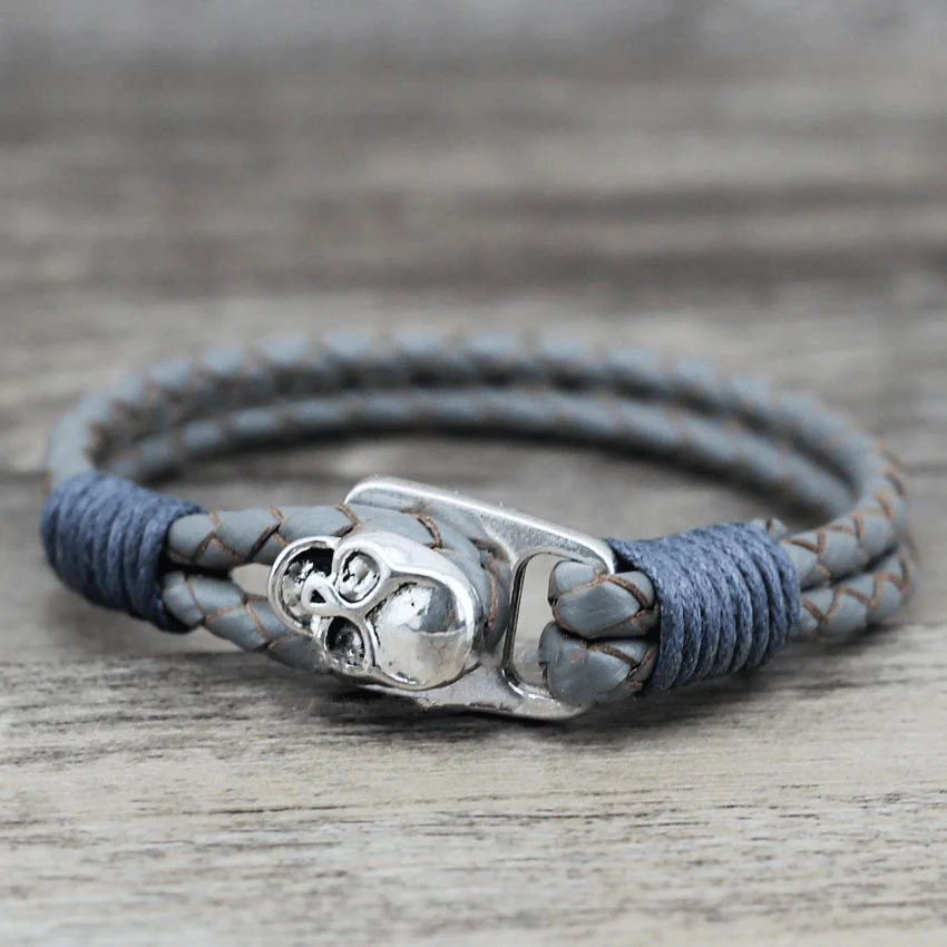 Skull Leather Bracelet - Image 6