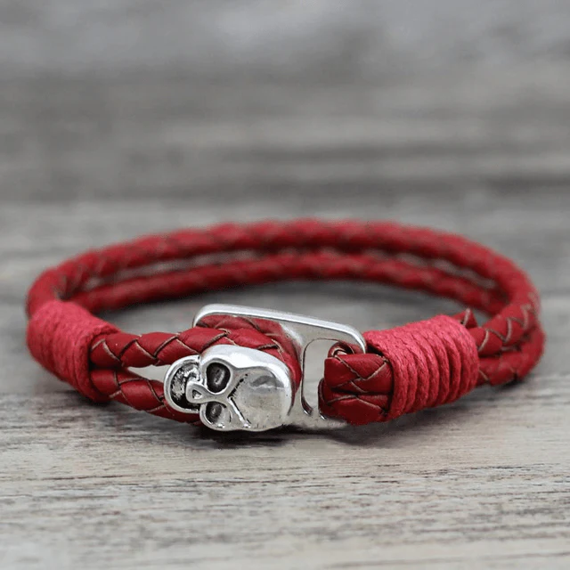 Skull Leather Bracelet - Image 8