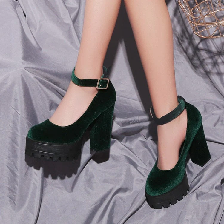 Velvet Chunky Platforms - Image 12
