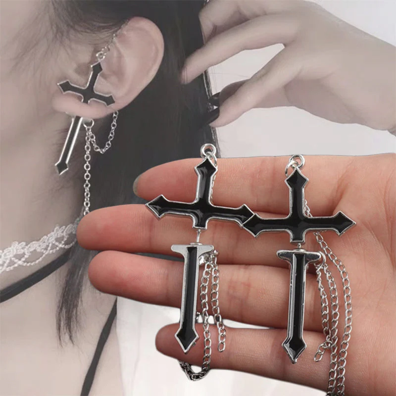 Trendy Metal Cross Earrings - Image 2