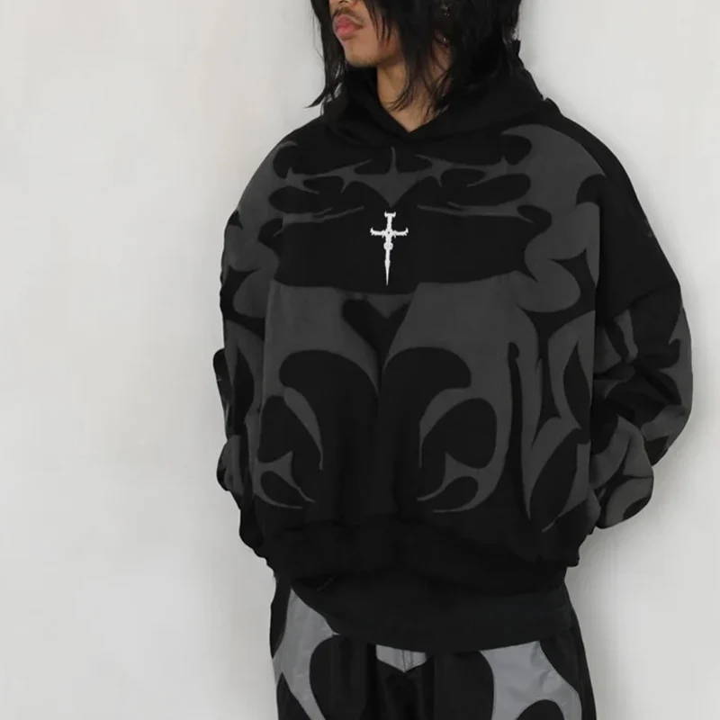 Unisex Gothic Hoodie Black - Image 2