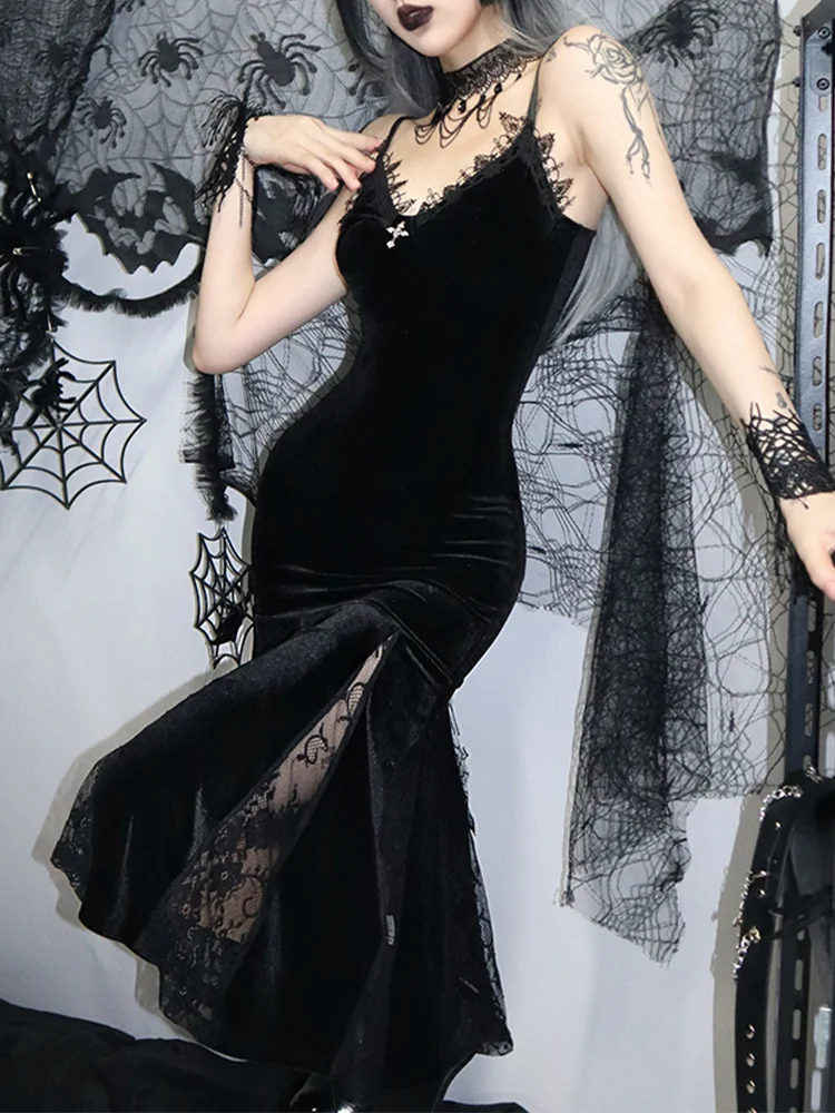 Velvet Gothic Dress - Image 3