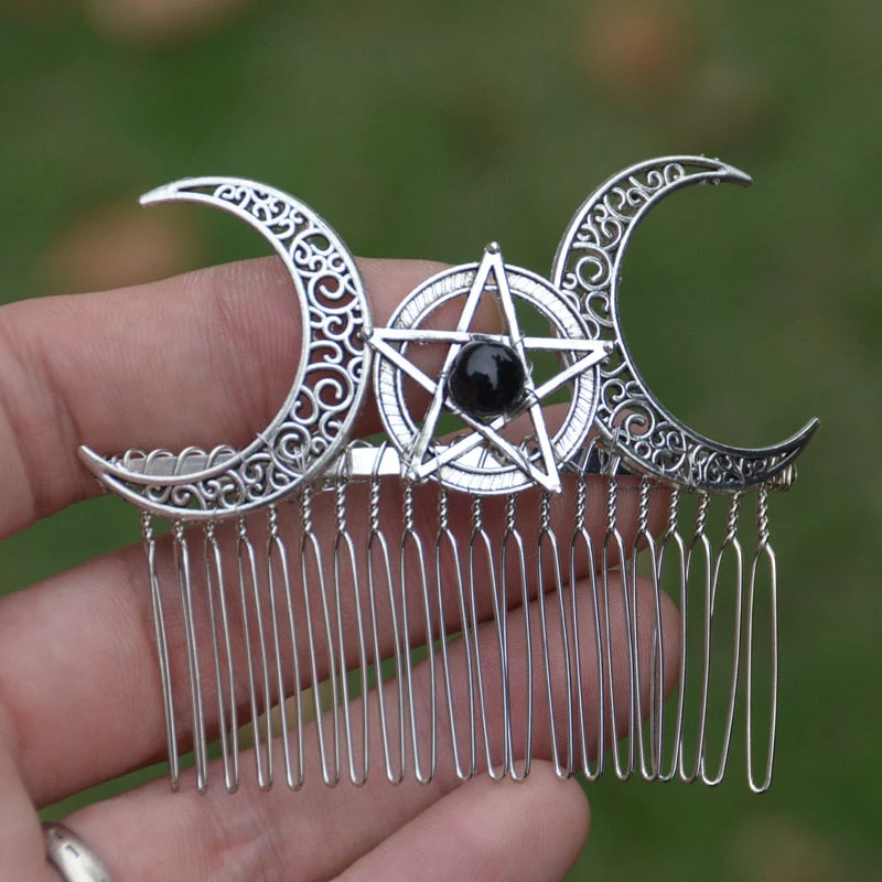 Moon & Pentagram Hair Slide - Image 2
