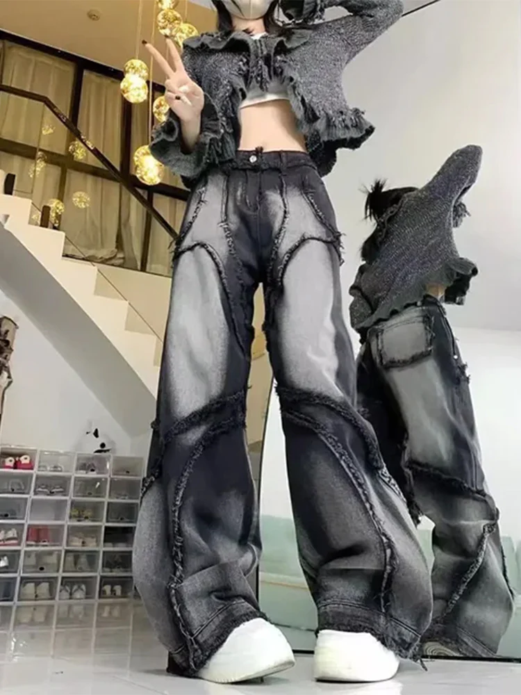 Women's Baggy Denim Pants Black - Image 2