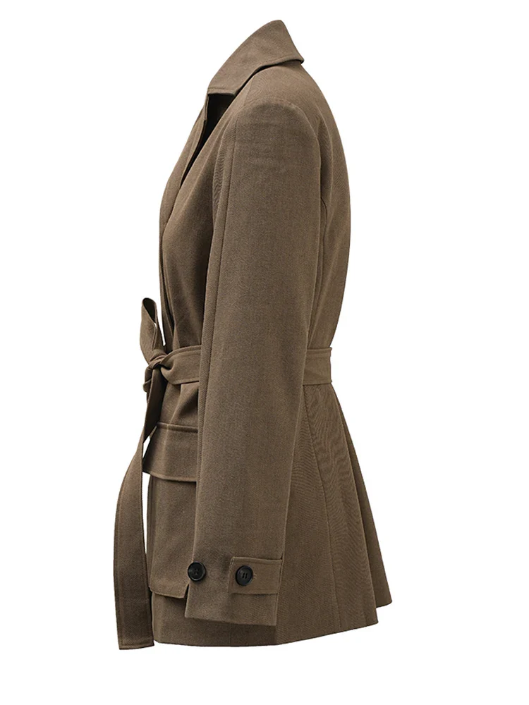 Women's Belted Coat Beige - Image 2