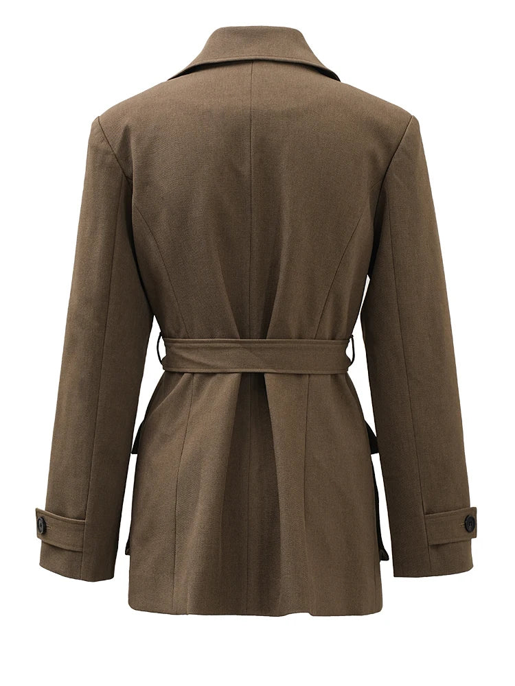 Women's Belted Coat Beige - Image 3