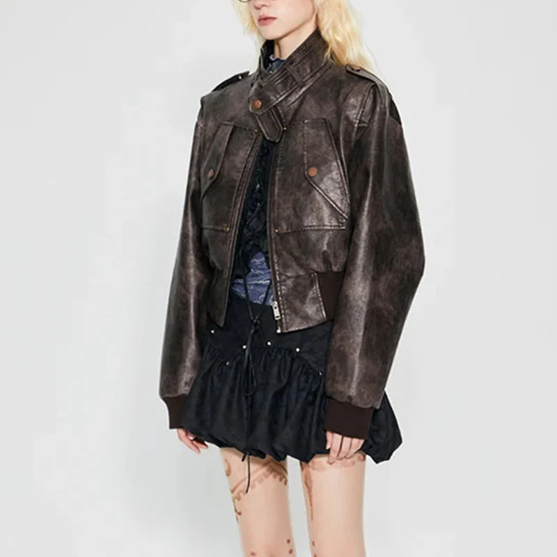 Women's Brown Leather Jacket - Image 2