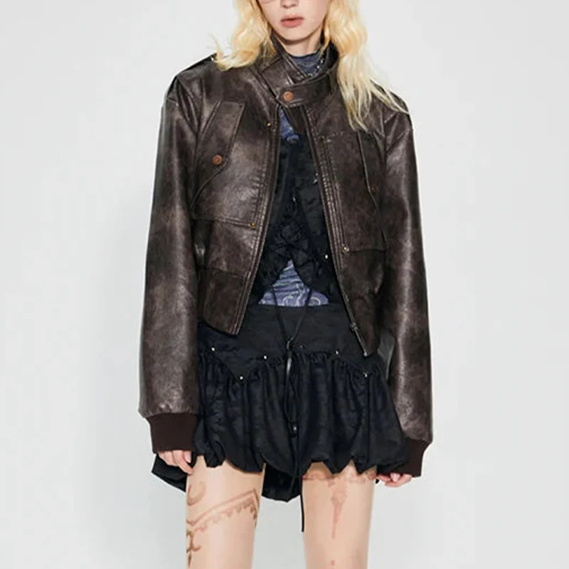 Women's Brown Leather Jacket - Image 3