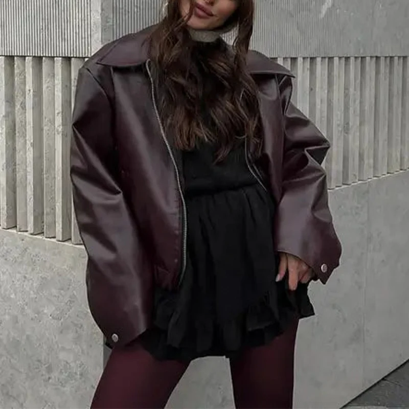 Women's Burgundy Jacket - Image 2