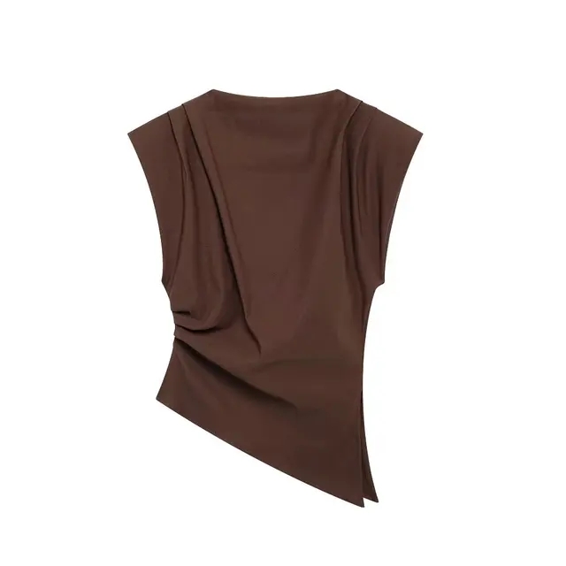 Women's Casual Sleeveless Top Brown - Image 2