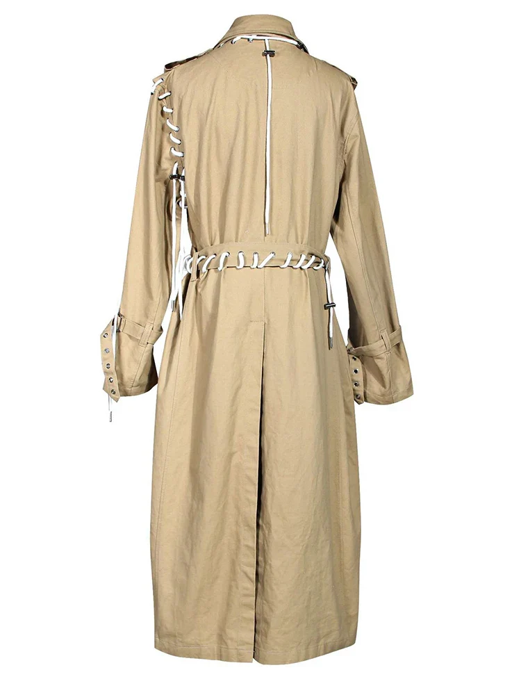 Women's Casual Trench Coat Khaki - Image 2