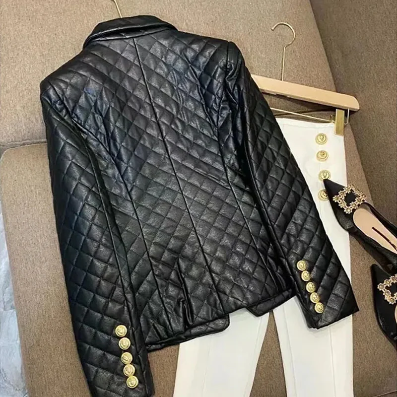 Women's Classic Leather Blazer - Image 2